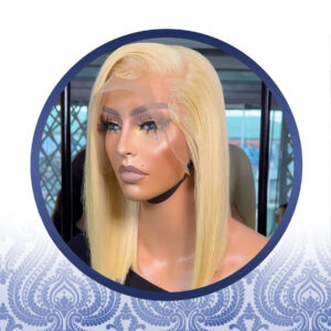 12″ straight platinum lace frontal wig